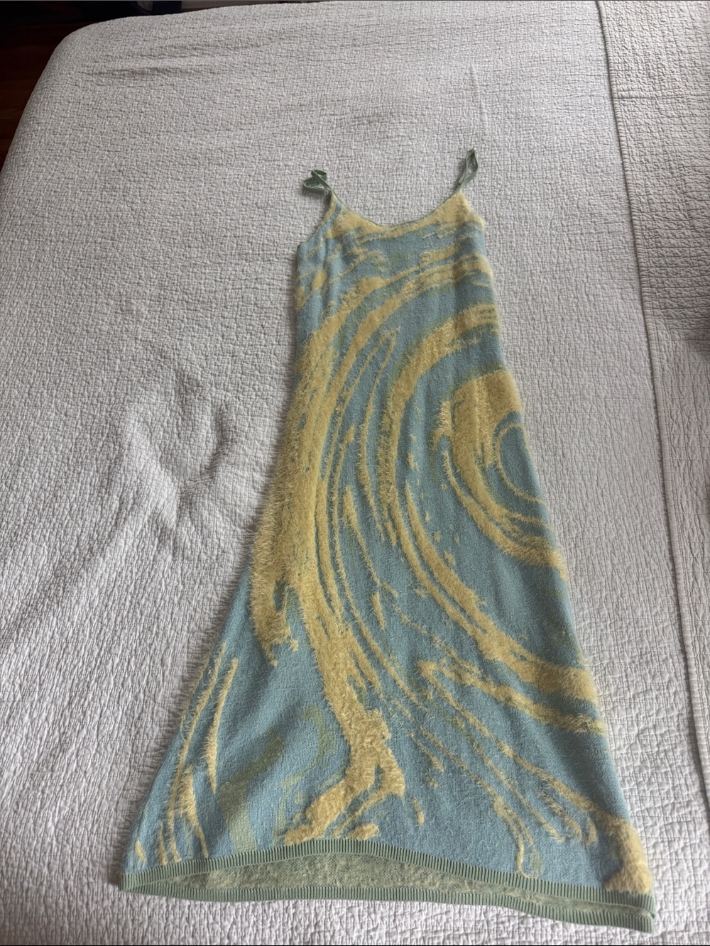 House of Sunny Blue and Yellow Swirl Maxi Slip Dress
